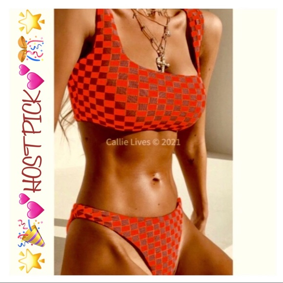🎉HP NWT Sexy & Sporty Checkered Scoop 2Pc Bikini Set - Picture 1 of 13